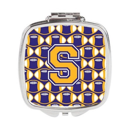 CAROLINES TREASURES Letter S Football Purple and Gold Compact Mirror CJ1064-SSCM